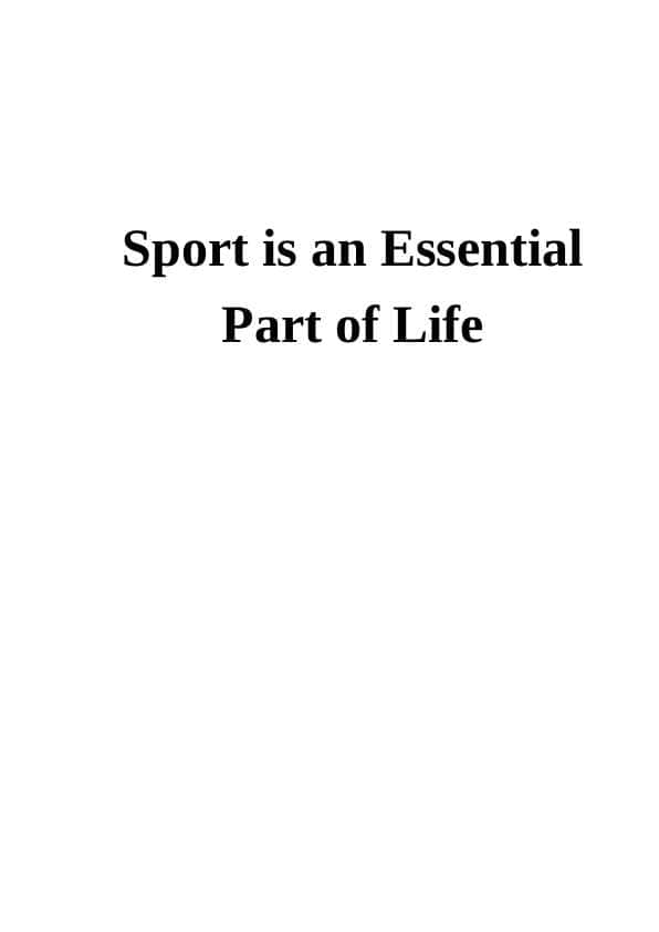 Sport is an Essential