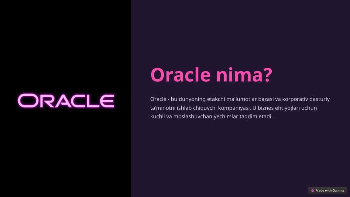 Oracle nima?