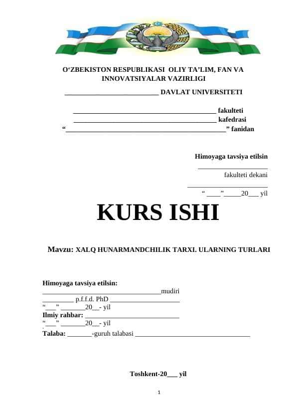 XALQ HUNARMANDCHILIK TARXI. ULARNING TURLARI