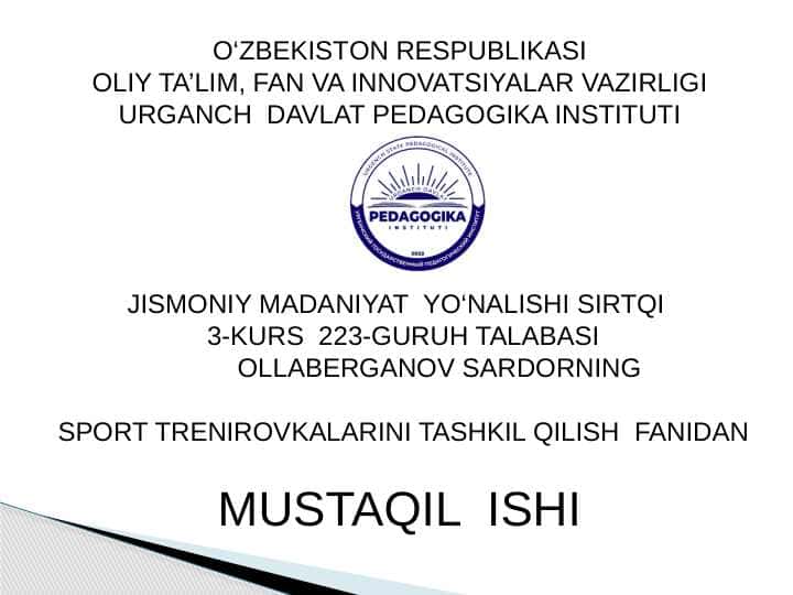 YENGIL ATLETIKA SPORT JIHOZLARIDA MASHQLAR BAJARISH
