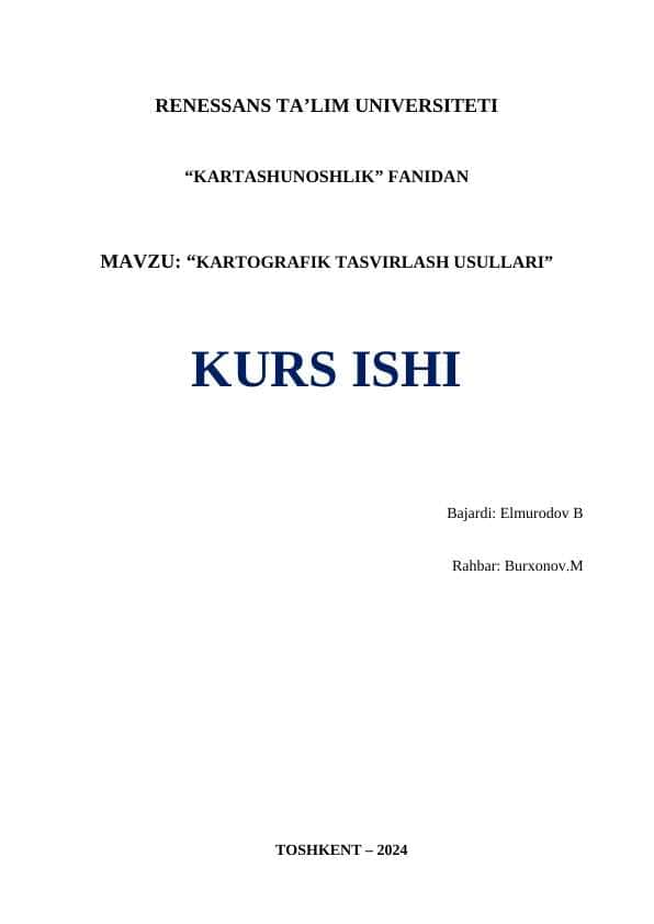 KARTOGRAFIK TASVIRLASH USULLARI