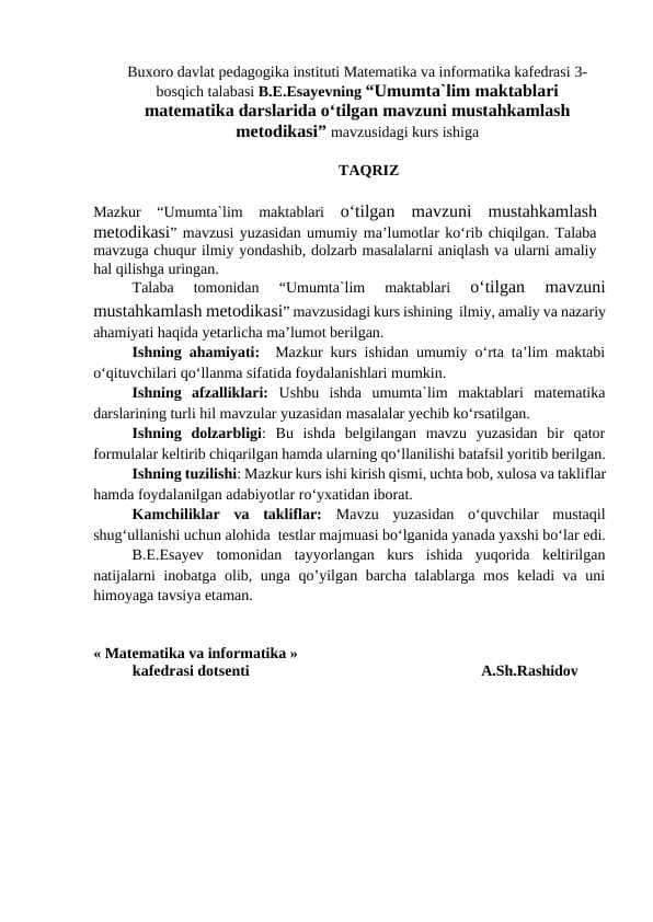 Taqriz na'muna