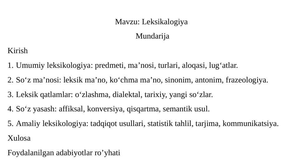 Leksikalogiya