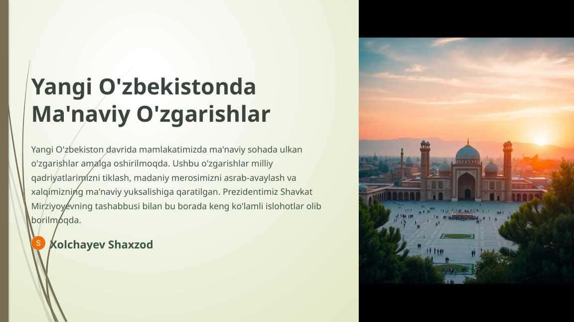 Yangi O'zbekistonda Ma'naviy O'zgarishlar