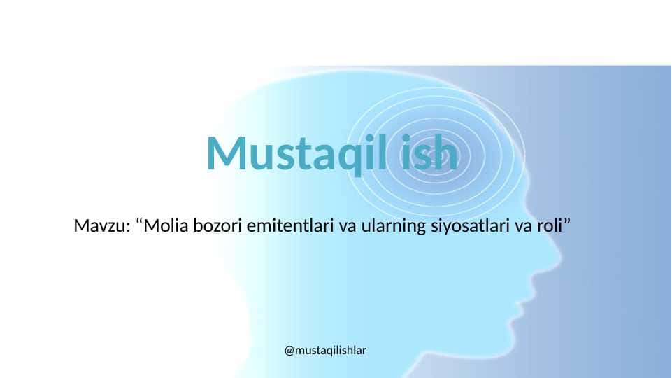 Moliya bozori emitentlari va ularning siyosatlari va roli