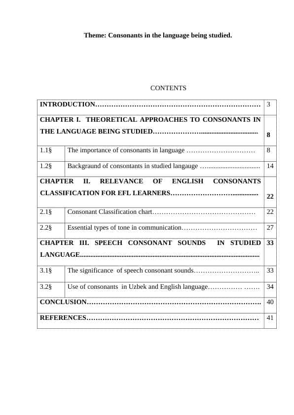 Consonants in the language being studied