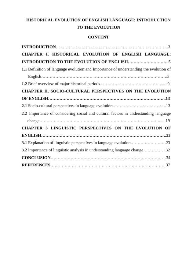 HISTORICAL EVOLUTION OF ENGLISH LANGUAGE: INTRODUCTION TO THE EVOLUTION