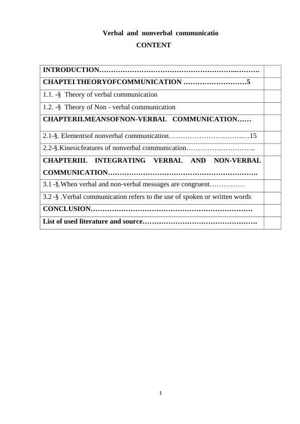 Verbal and nonverbal communicatio