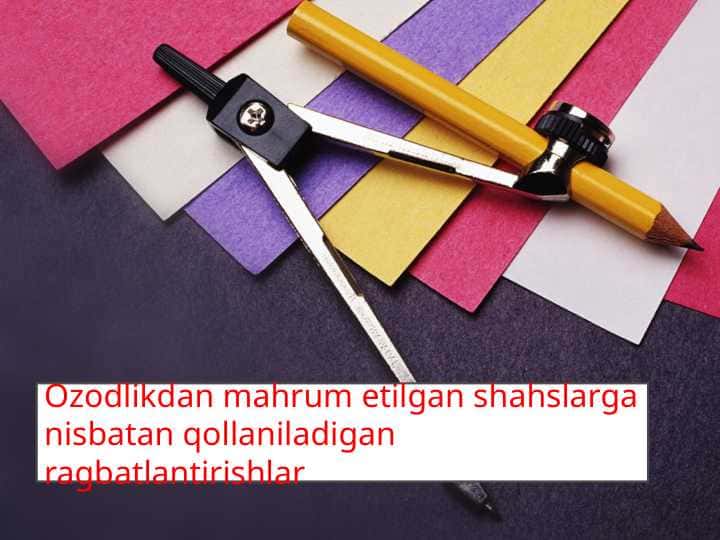Ozodlikdan mahrum etilgan shahslarga nisbatan qo'llaniladigan rag'batlantirishlar