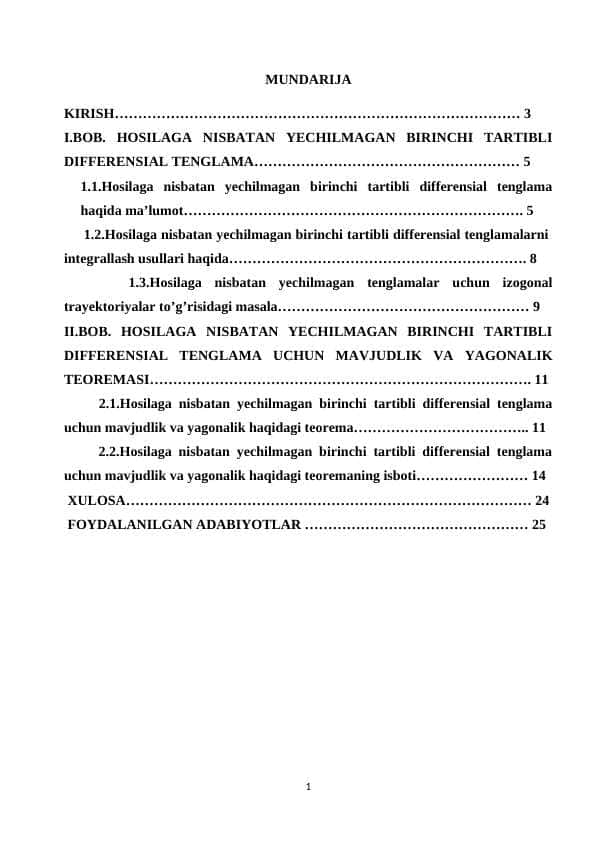 Hosilaga nisbatan yechilmagan birinchi tartibli oddiy differensial tenglamalar