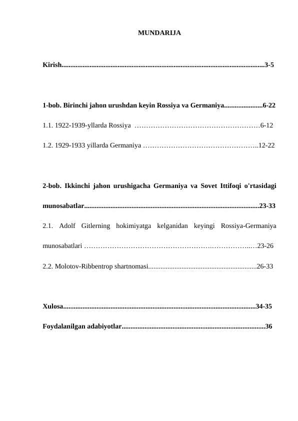 II jahon urushi arafasida SSSR – Germaniya munosabatlari