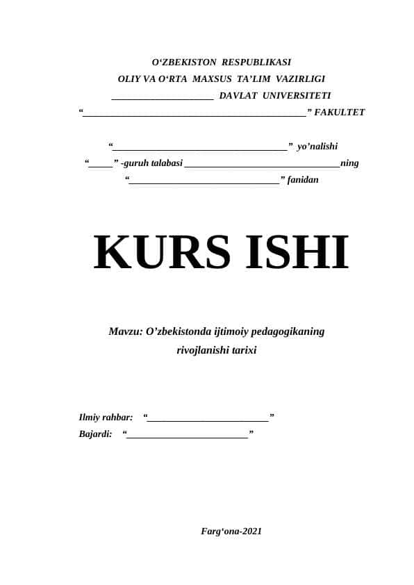 O’zbеkistоndа ijtimоiy pеdаgоgikаning rivоjlаnishi tаriхi