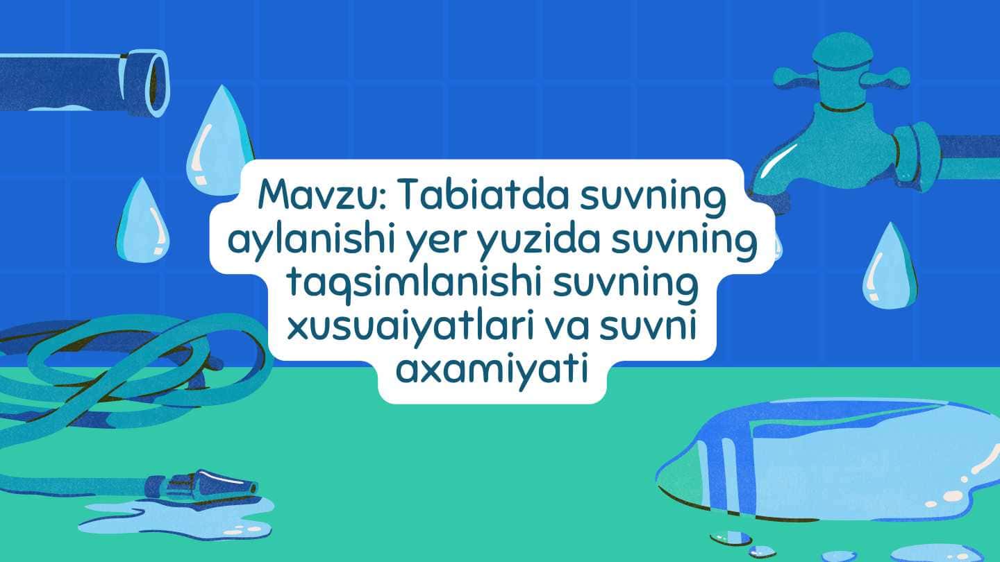 Tabiatda suvning aylanishi yer yuzida suvning taqsimlanishi suvning xusuaiyatlari va suvni axamiyati