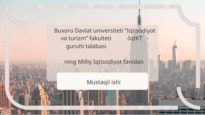 Milliy iqtisodiyotda investitsiya