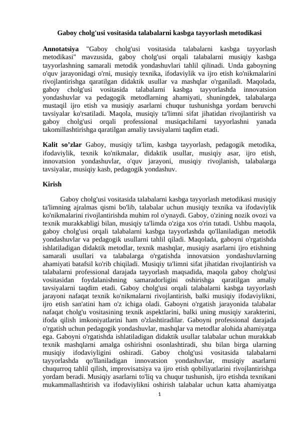 Gaboy cholg'usi vositasida talabalarni kasbga tayyorlash metodikasi maq.docx