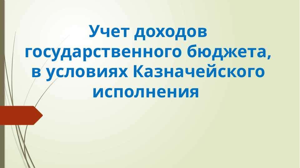 Учет доходов государственного бюджета, в условиях Казначейского исполнения