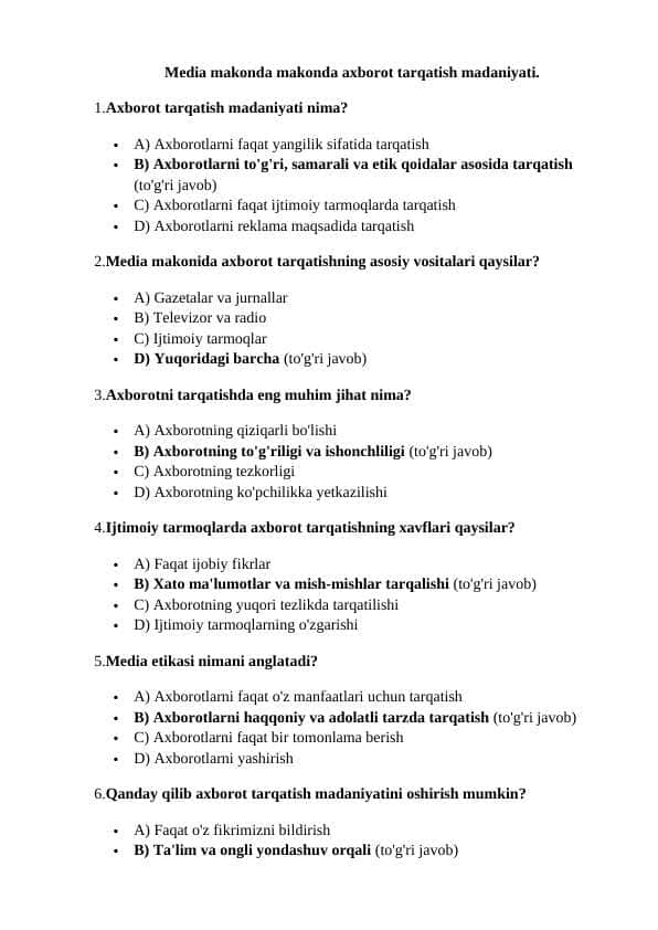 Media makonda makonda axborot tarqatish madaniyati.