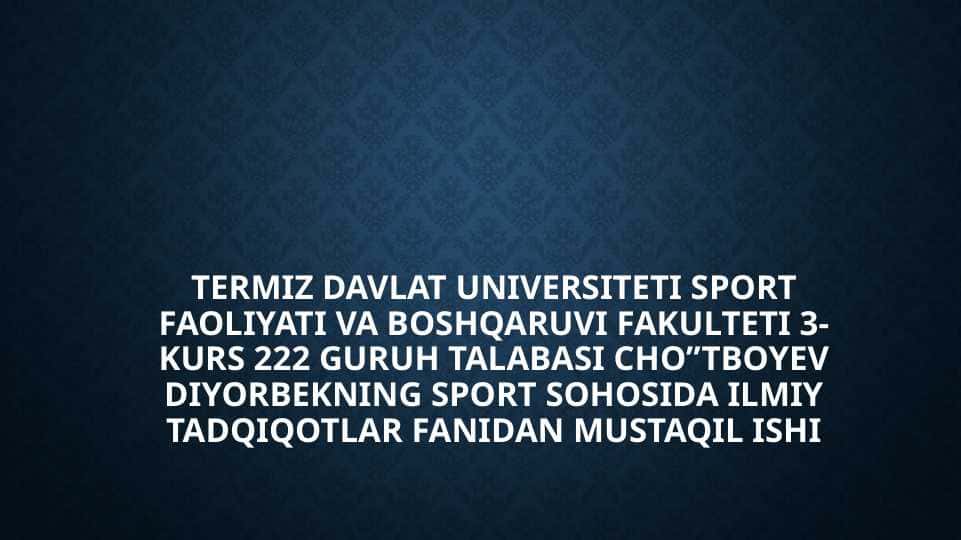 Mutaxassislik ilmiy-metodik mavzusi bo’yicha ilmiy-tadqiqotlarni o’tkazish holatini tahlil qilish