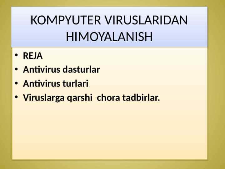KOMPYUTER VIRUSLARIDAN HIMOYALANISH.pptx