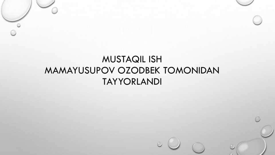 Dinshunoslik mustaqil ish