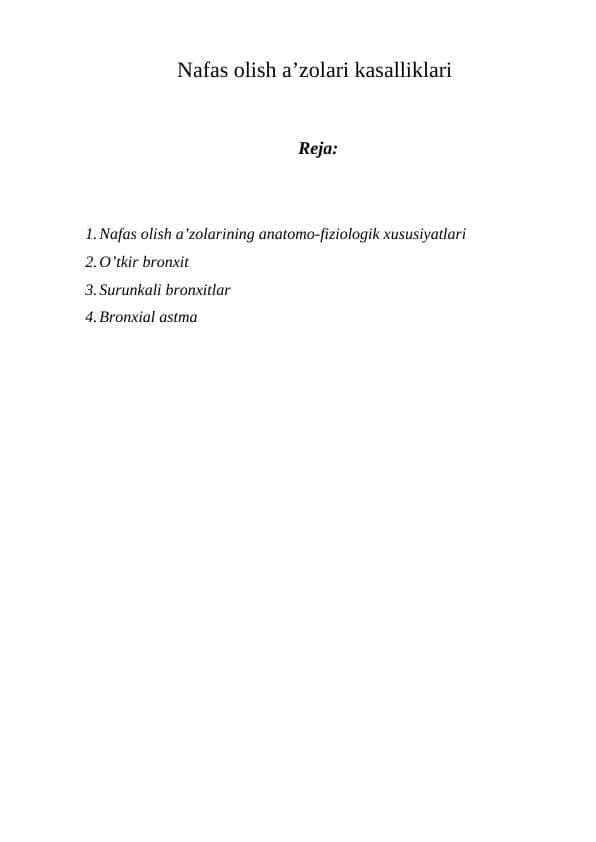 Nafas olish a’zolari kasalliklari