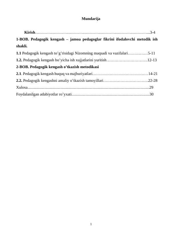 MTTda pedagogik kengashni oʻtkazishga rahbarlik qilish