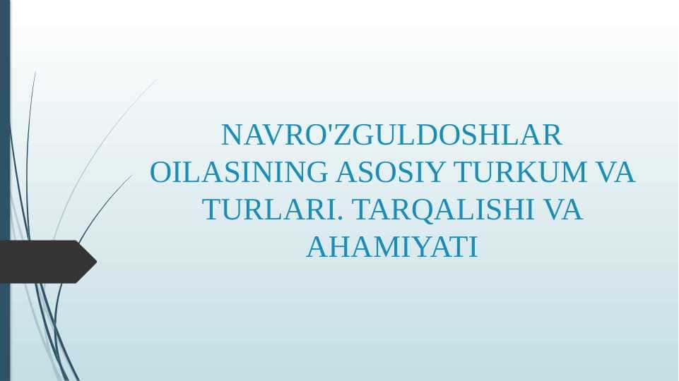 NAVRO'ZGULDOSHLAR OILASINING ASOSIY TURKUM VA TURLARI. TARQALISHI VA AHAMIYATI