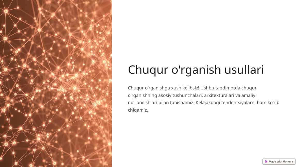 Chuqur o'rganish usullari