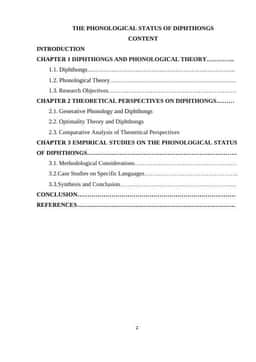 THE PHONOLOGICAL STATUS OF DIPHTHONGS