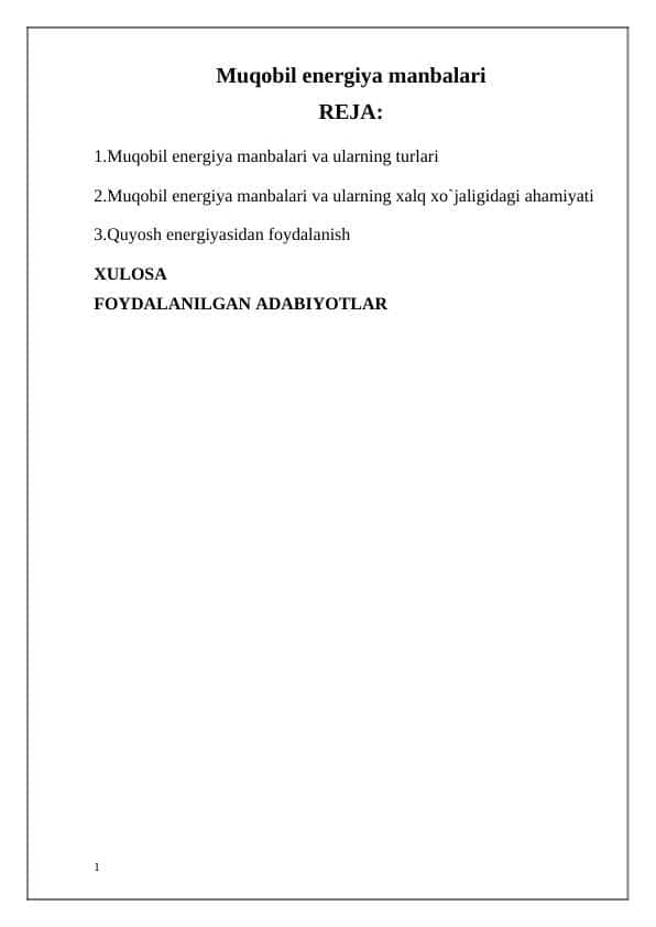 Muqobil energiya manbalari