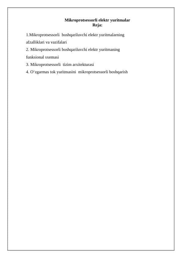 Mikroprotsessorli elektr yuritmalar