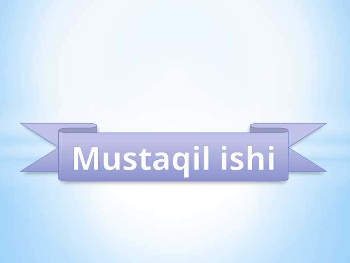 Isteʻmol nazariyasida neʻmat tushunchasi mavzusida Mustaqil ish