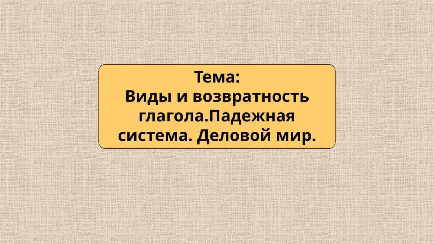 Виды и возвратность глагола. Падежная система. Деловой мир.
