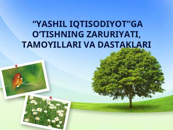 YASHIL IQTISODIYOTGA О‘TISHNING ZARURIYATI, TAMOYILLARI VA DASTAKLARI
