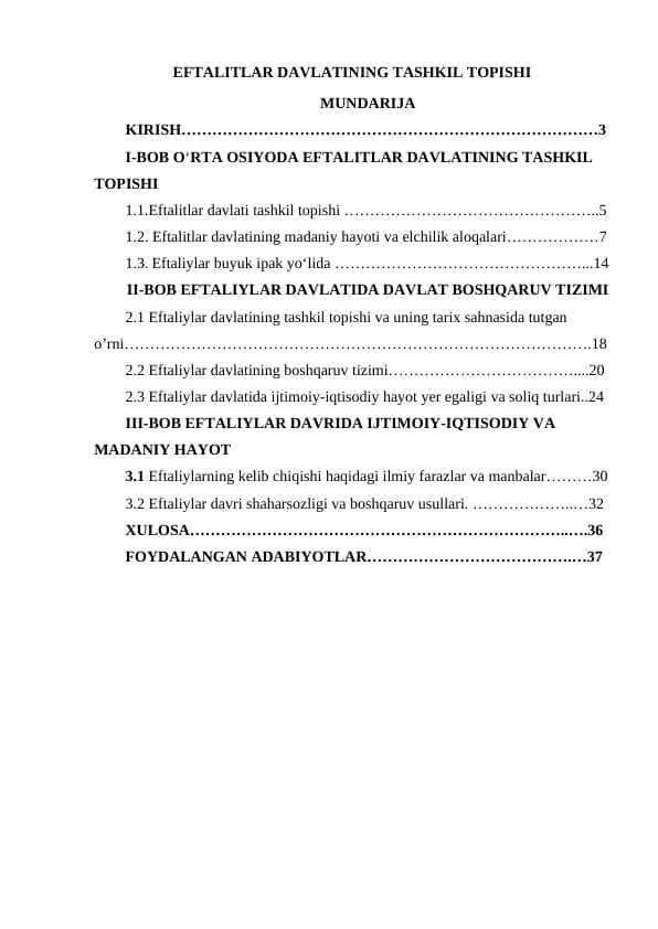 EFTALITLAR DAVLATINING TASHKIL TOPISHI