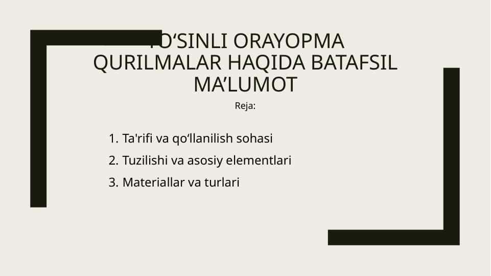 To‘sinli orayopma qurilmalar haqida batafsil ma’lumot