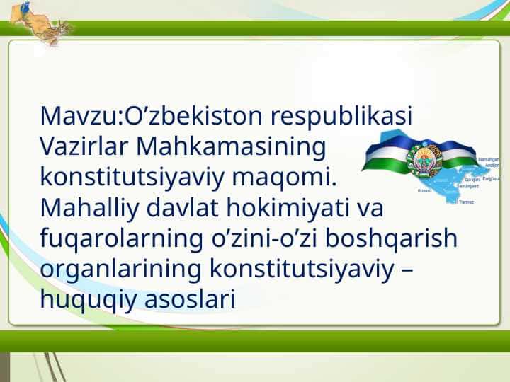 O`ZBEKISTON RESPUBLIKASI Vazirlar Mahkamasi