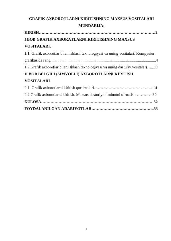 GRAFIK AXBOROTLARNI KIRITISHNING MAXSUS VOSITALARI