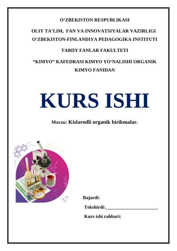 Kislarodli organik birikmalar.
