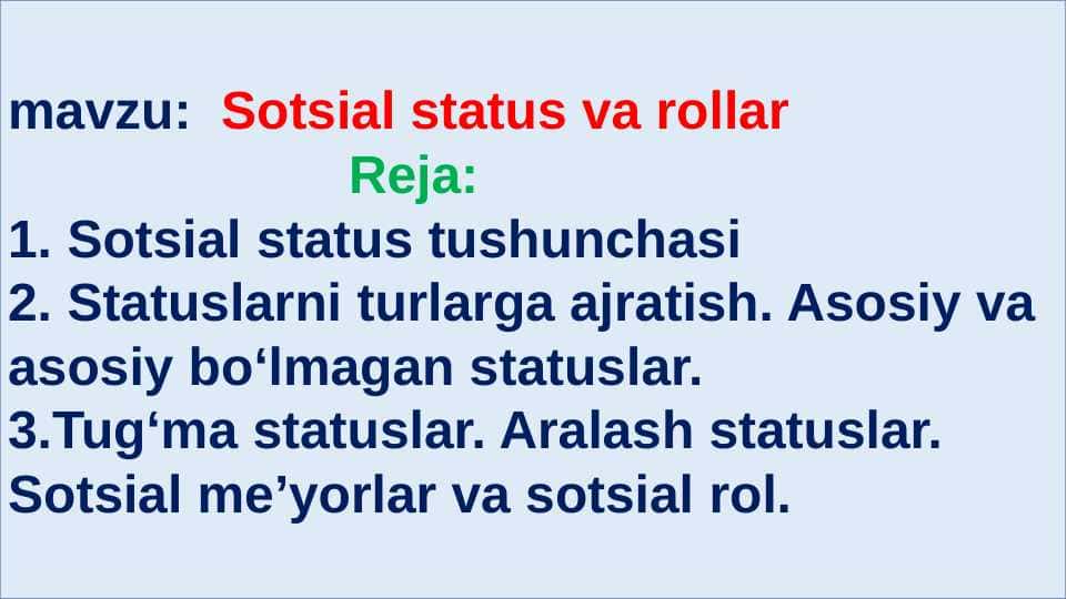 Sotsial status va rollar