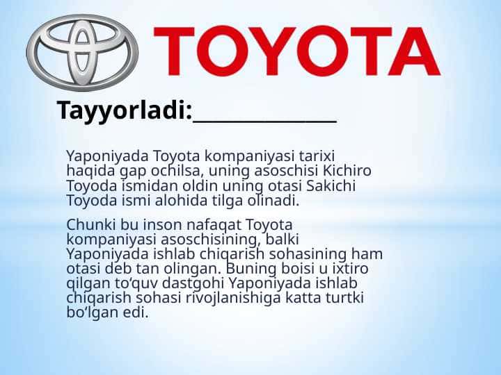 Toyota kompaniyasi tarixi