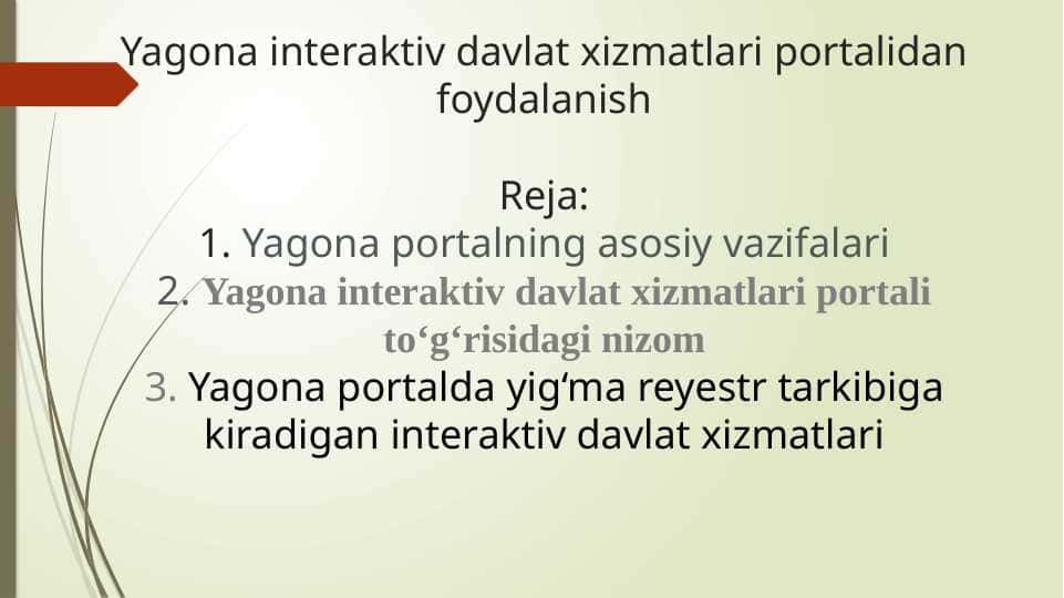 Yagona interaktiv davlat xizmatlari portalidan foydalanish