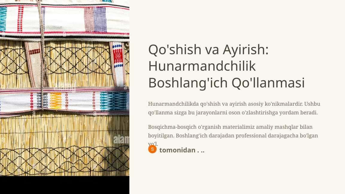 Qo'shish va Ayirish Hunarmandchilik Boshlang'ich Qo'llanmasi
