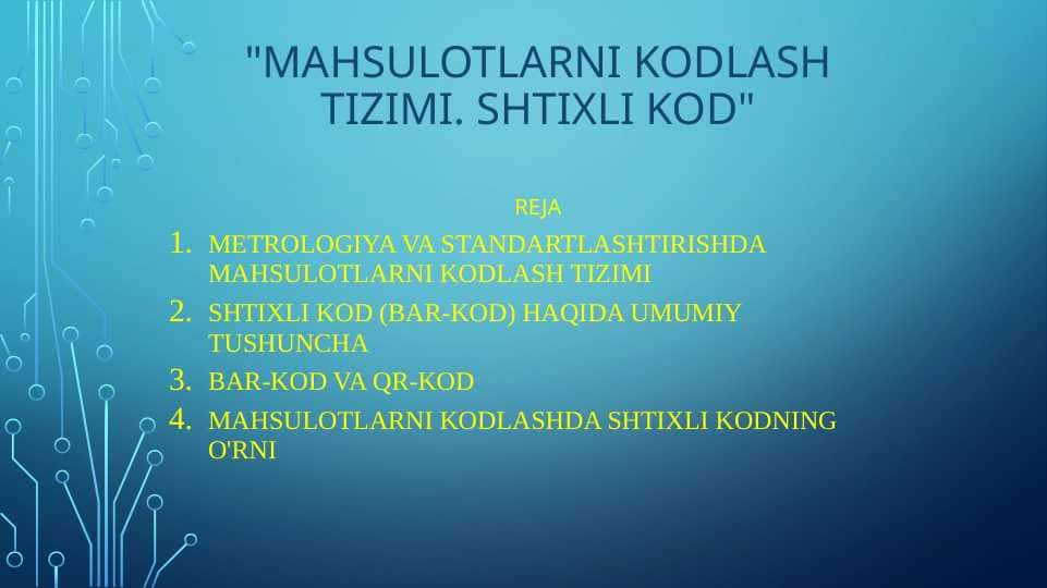 Mahsulotlarni kodlash tizimi. Shtixli kod