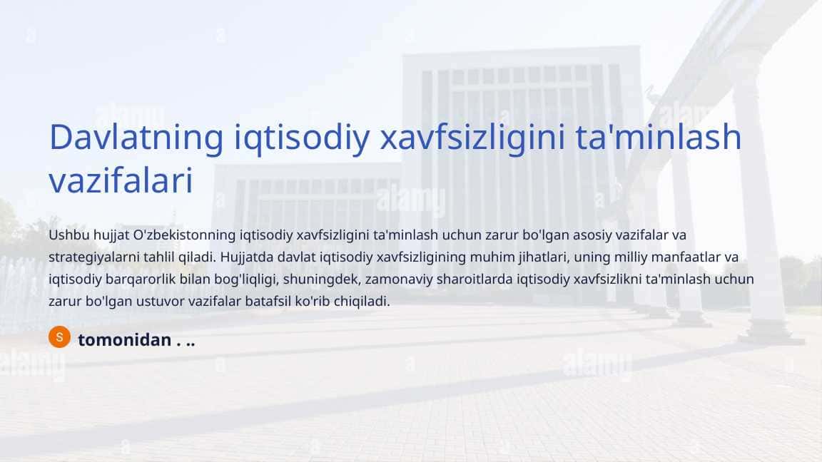 Davlatning iqtisodiy xavfsizligini ta'minlash vazifalari