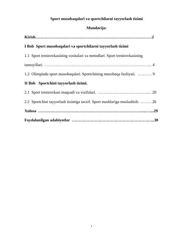 Sport musobaqalari va sportchilarni tayyorlash tizimitaaa