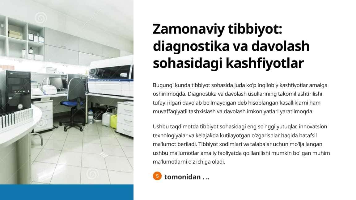Zamonaviy tibbiyot diagnostika va davolash sohasidagi kashfiyotlar