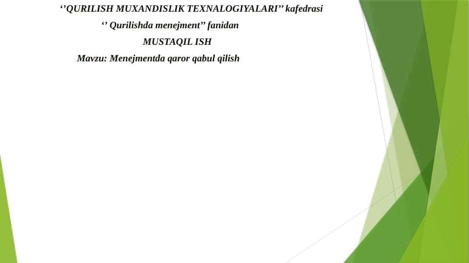 Menejmentda qaror qabul qilish