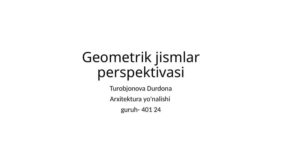 Geometrik jismlar perspektivasi