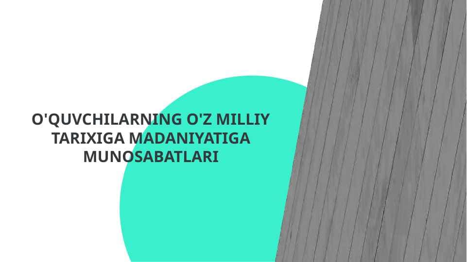 O'QUVCHILARNING O'Z MILLIY TARIXIGA MADANIYATIGA MUNOSABATLARI.pptx